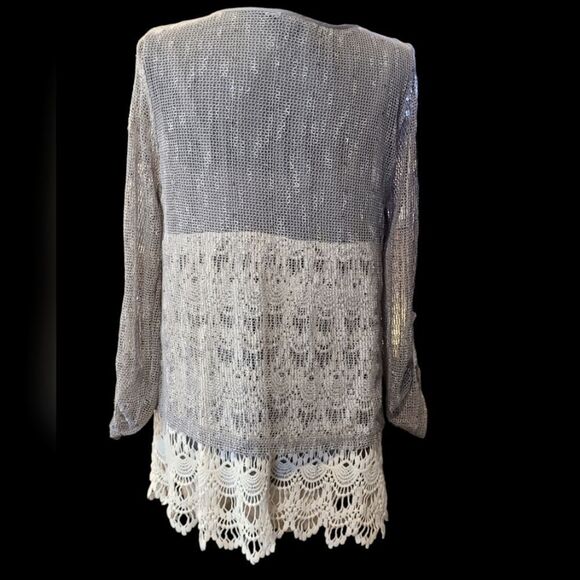 KRAZY KAT Venetian Lace and Sequined Mesh Tunic sz M - Picture 3 of 13